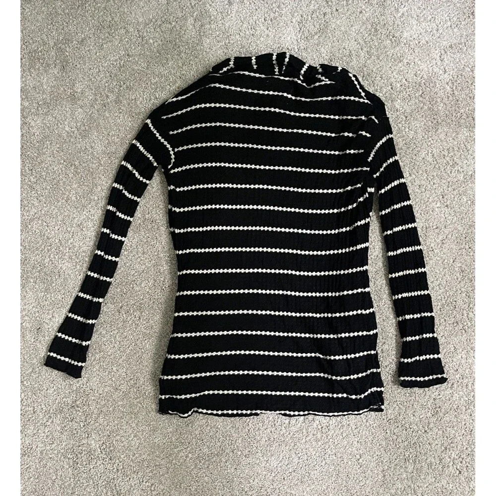 Chaser Black And White Striped Women's Cardigan Sweater Size XS